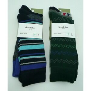 6 Pairs Men's Crew Socks Goodfellow Co Random Patterns Variety Packs Stripes